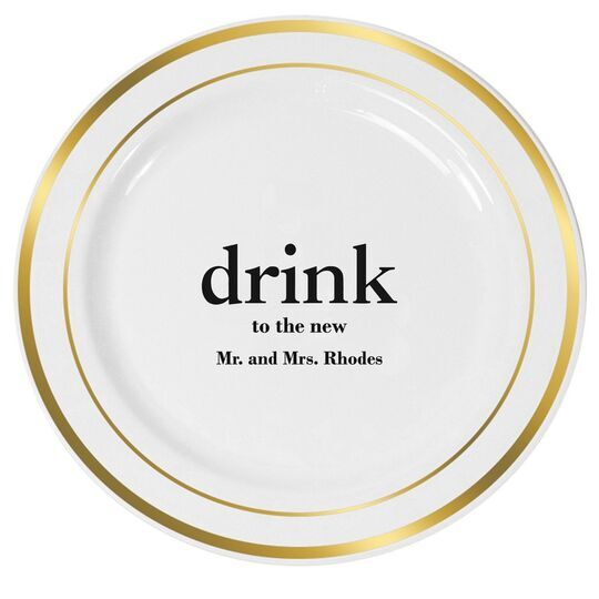 Big Word Drink Premium Banded Plastic Plates
